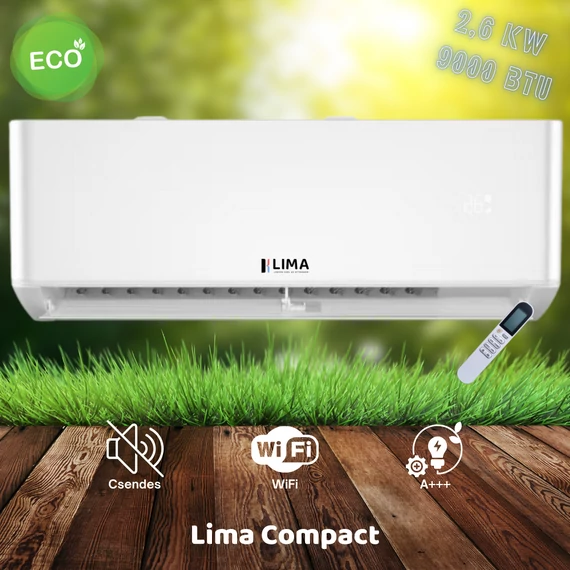 Lima Compact 2,6 kW (9000 BTU) Inverteres Split Klíma – WiFi, A++/A+ – Csendes működés