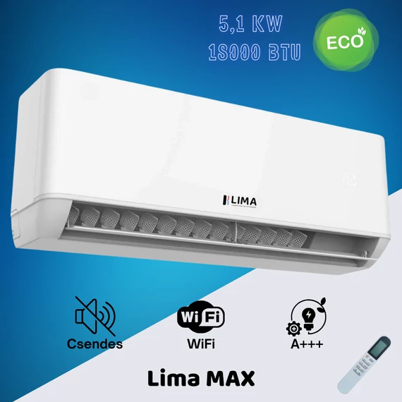 Lima Max 5,1 kW (18000 BTU) Inverteres Split Klíma – WiFi, A++/A+ – Nagyobb terekhez