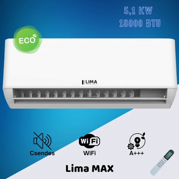 Lima Max 5,1 kW (18000 BTU) Inverteres Split Klíma – WiFi, A++/A+ – Nagyobb terekhez